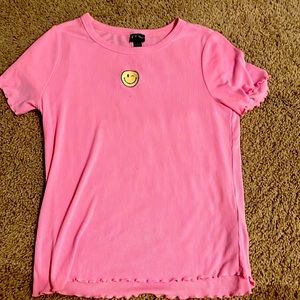 Hot pink art class smiley face shirt